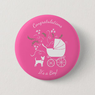 Chihuahua Baby Shower Pink Girl Dog 2 Inch Round Button
