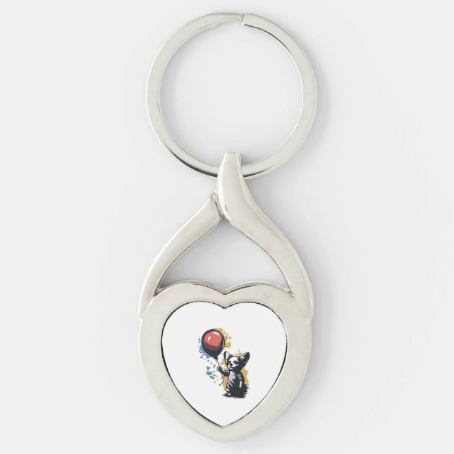 Chihuahua  Balloon  Cute Dog  Chiwawa  Funny    Keychain (Front)