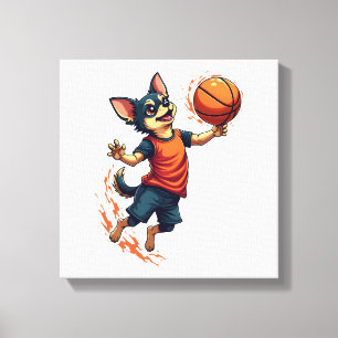 Chihuahua Basketball Player Sport Dunk Canvas Print
