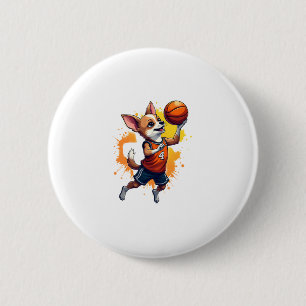 Chihuahua Basketball Player Sport Dunk Copy 2 Inch Round Button