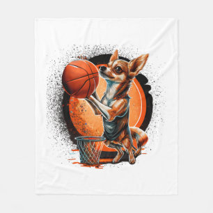Chihuahua Basketball Player Sport Dunk Fleece Blanket