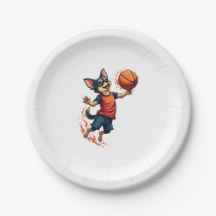 Chihuahua Basketball Player Sport Dunk Paper Plate