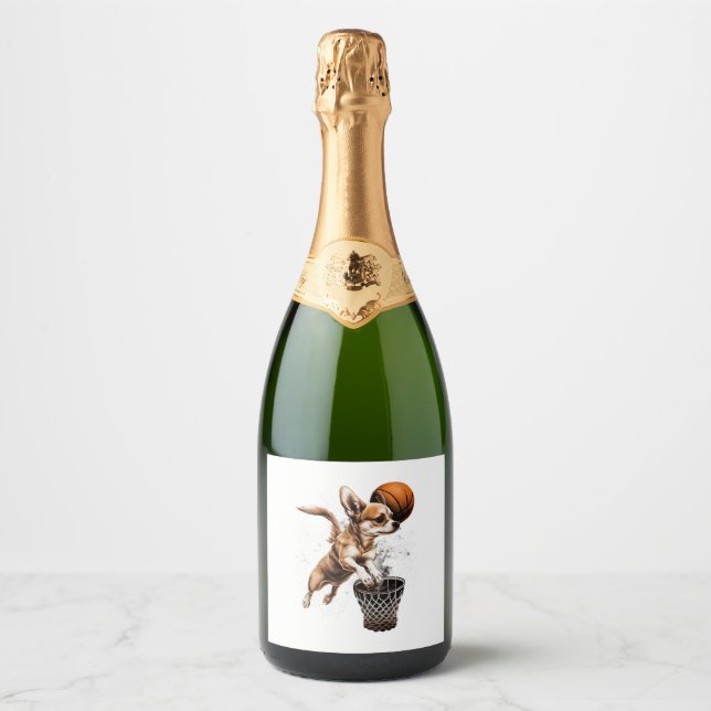 Chihuahua  Basketball  Player  Sport  Dunk  Sparkling Wine Label (Front)