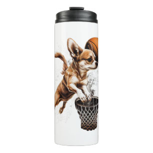 Chihuahua Basketball Player Sport Dunk Thermal Tumbler