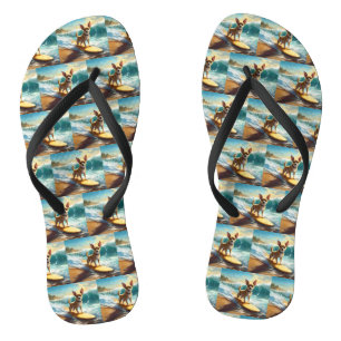 Chihuahua Beach Surfing Painting Flip Flops