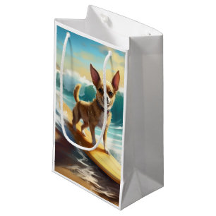 Chihuahua Beach Surfing Painting Small Gift Bag