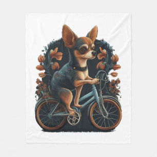Chihuahua Bike Bicycle Dog Cycling Fleece Blanket