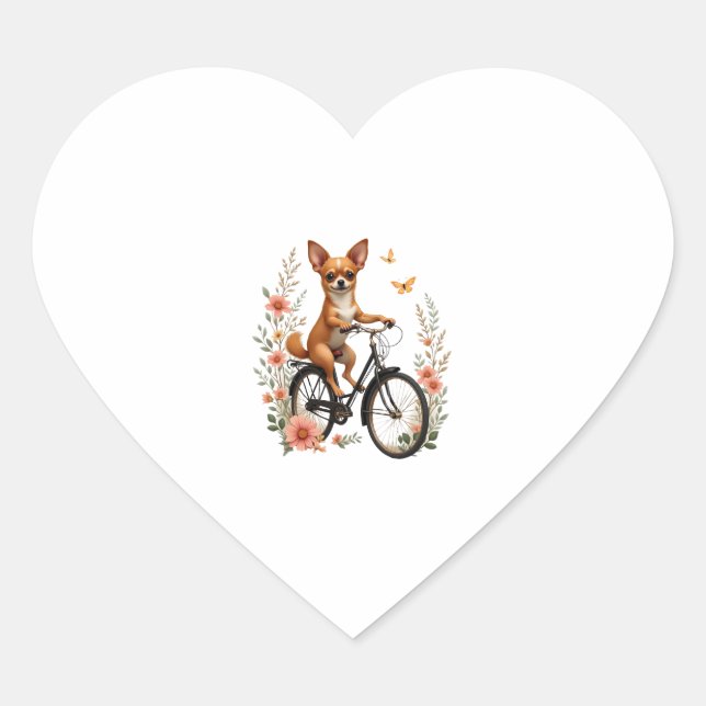 Chihuahua  Bike  Bicycle  Dog  Cycling  Heart Sticker (Front)