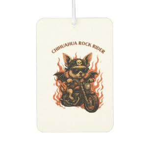 Chihuahua Biker Dog on Motorcycle with Flames Air Freshener