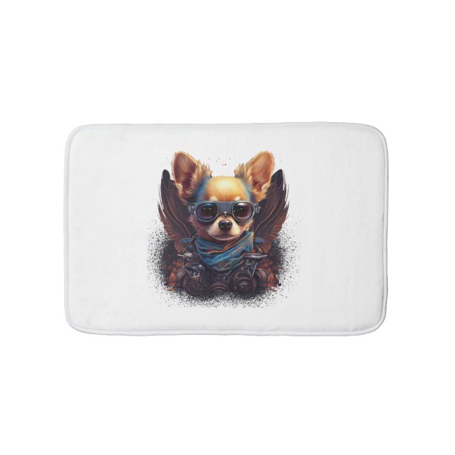 Chihuahua  Biker  Motorcyle  Riding  Dog  Dad    Bath Mat (Front)