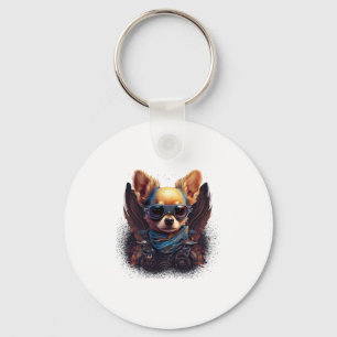 Chihuahua Biker Motorcyle Riding Dog Dad Keychain