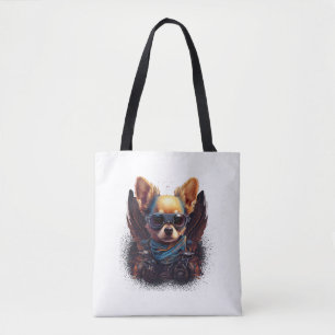 Chihuahua  Biker  Motorcyle  Riding  Dog  Dad    Tote Bag