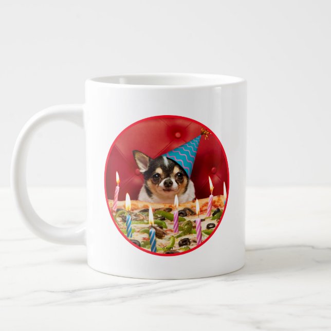 Chihuahua Birthday Pizza Pie Large Coffee Mug (Left)