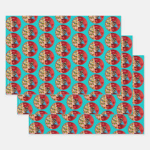 Chihuahua Birthday Pizza Pie Wrapping Paper Sheet