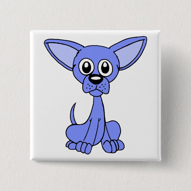 Chihuahua Blue 2 Inch Square Button (Front)