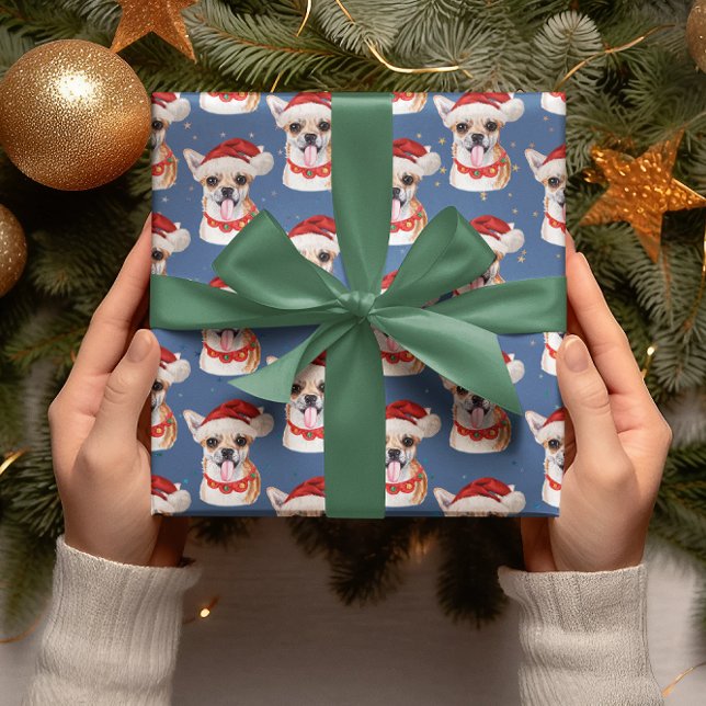 Chihuahua Blue Christmas Watercolor Dog Breeds Wrapping Paper (Creator Uploaded)