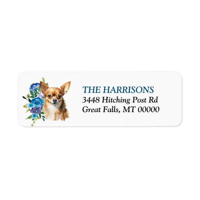 Chihuahua Blue Floral Return Address (Front)