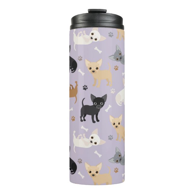 Chihuahua Bones and Paws Purple Thermal Tumbler (Front)