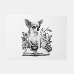 Chihuahua Book Coffee Tea Reading Doormat