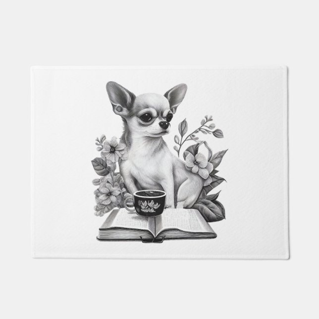 Chihuahua  Book  Coffee  Tea  Reading   Doormat (Front)