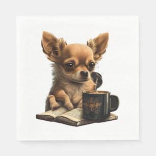 Chihuahua Book Coffee Tea Reading Napkin