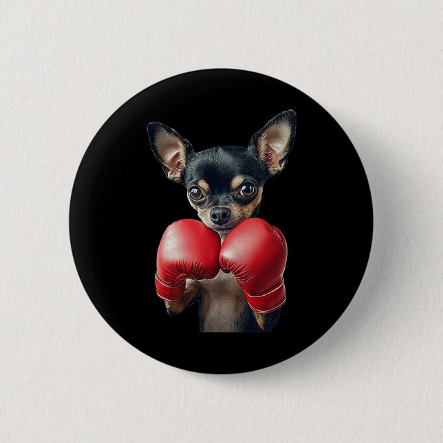 Chihuahua Boxing  2 Inch Round Button (Front)