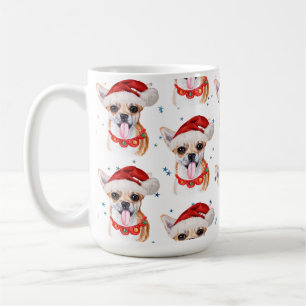 Chihuahua Breed Watercolor Dog Pattern Christmas Coffee Mug