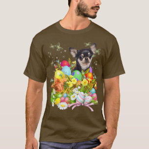 Chihuahua Bunny Dog With Easter Eggs Basket Cool  T-Shirt