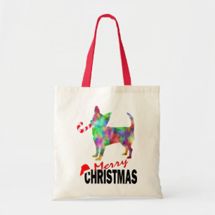 Chihuahua & Candy Cane Merry Christmas Tote Bag