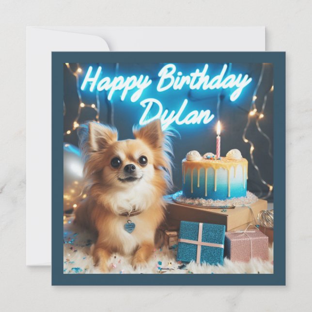 Chihuahua Carte d'anniversaire plat Joyeux Anniver (Devant)