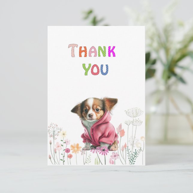 Chihuahua Carte de remerciements rose (Debout devant)