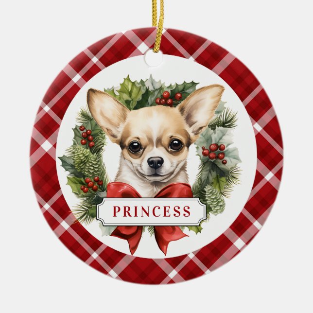 Chihuahua Ceramic Circle Ornament (Front)