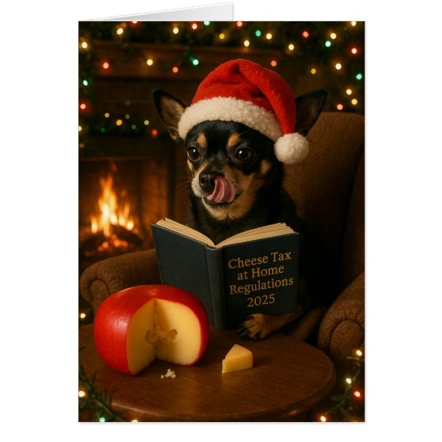 Chihuahua 'Cheese Tax' Christmas card (Front)