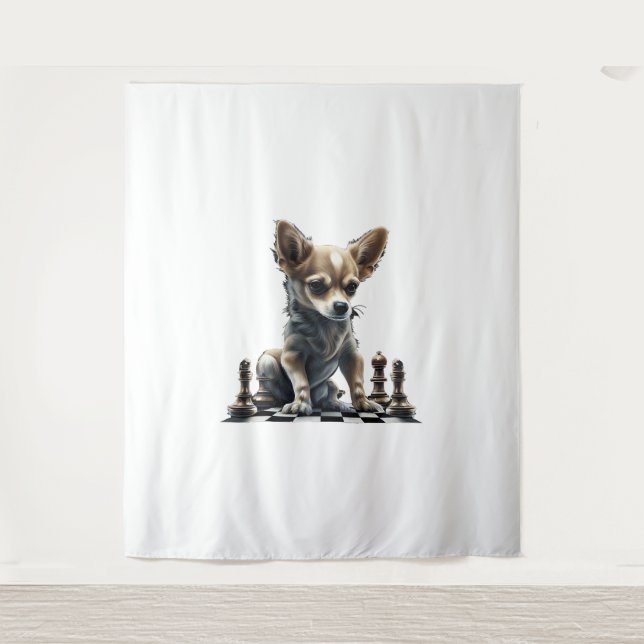 Chihuahua  Chess  Chess Player  Board  Queen   Tapestry (Front)