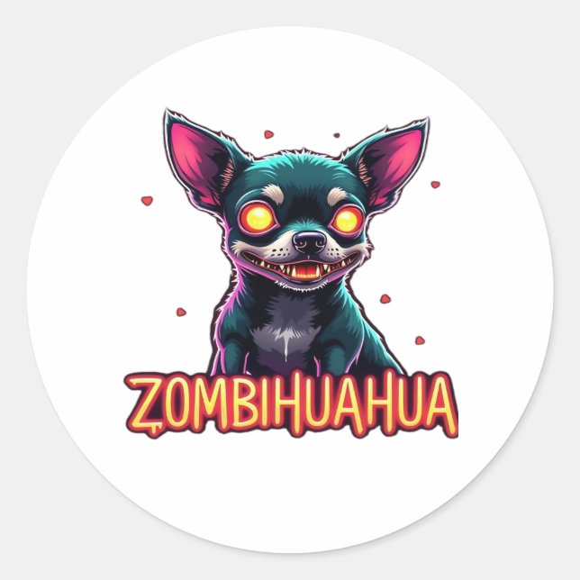 Chihuahua Chi Chichi Chiwawa Zombie Dog Halloween  Classic Round Sticker (Front)
