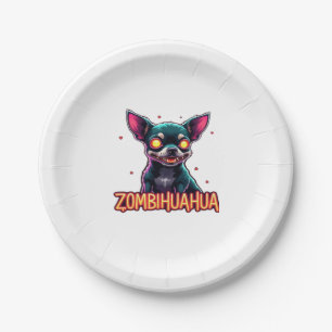 Chihuahua Chi Chichi Chiwawa Zombie Dog Halloween  Paper Plate