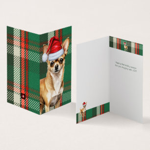 Chihuahua Chien de vacances Carte de Noël verte