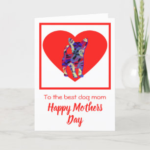 Chihuahua Chien Red Heart Carte de la fête des mèr