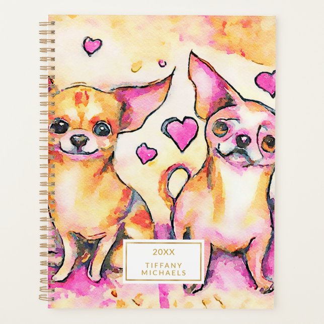Chihuahua Chiens Abstraits mignons en Aquarelle d' (Devant)