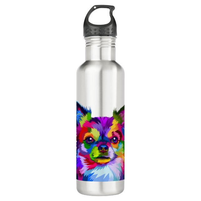 Chihuahua, Chihuahua Dog, Colourful Chihuahua 710 Ml Water Bottle (Front)
