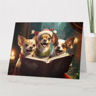 Chihuahua Christmas Carolers Fun Holiday Card