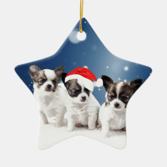 Chihuahua Christmas Ceramic Ornament (Front)
