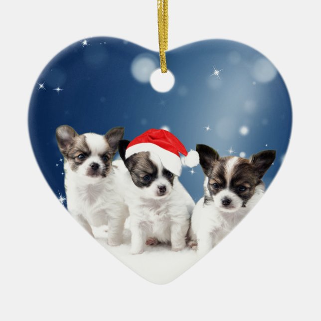 Chihuahua Christmas Ceramic Ornament (Front)
