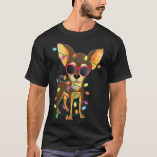 Chihuahua Christmas Dog Mom Xmas Lights Chihuahua T-Shirt