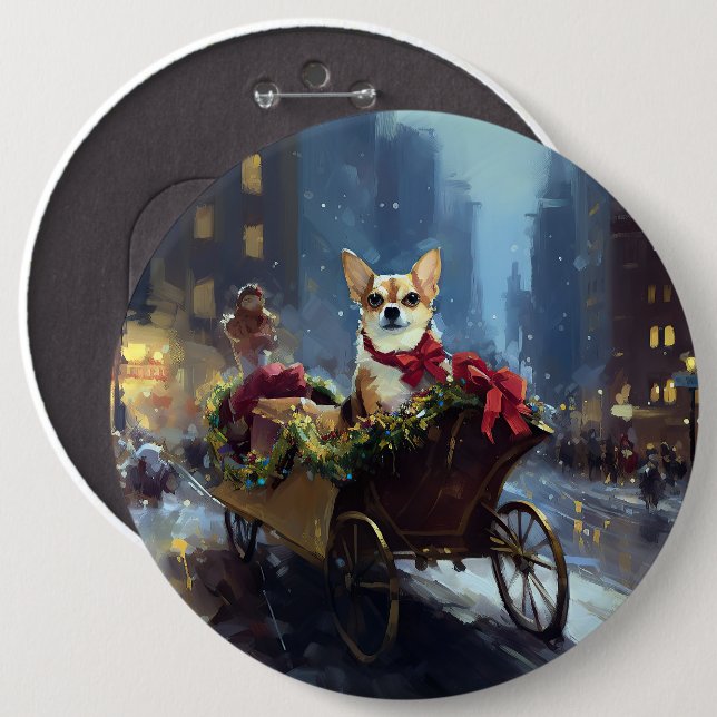 chihuahua Christmas Festive Season 6 Inch Round Button (Front & Back)