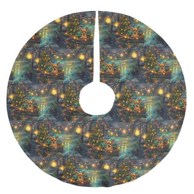 Chihuahua Christmas Festive Voyage Brushed Polyester Tree Skirt (Front)