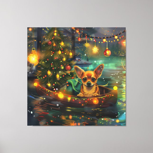 Chihuahua Christmas Festive Voyage Canvas Print (Front)