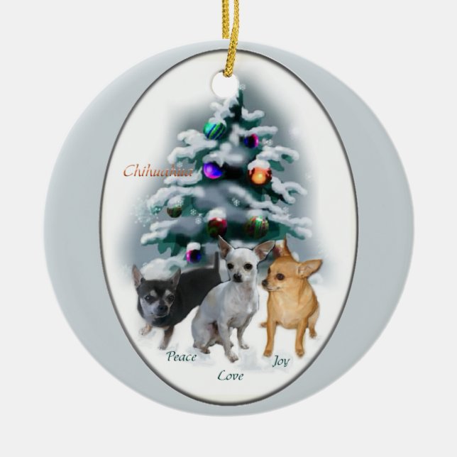 Chihuahua Christmas Gifts Ornament (Front)