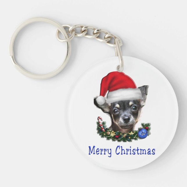 Chihuahua christmas  keychain (Front)