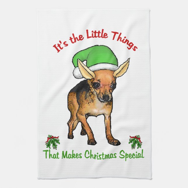 Chihuahua Christmas Kitchen Towel (Vertical)